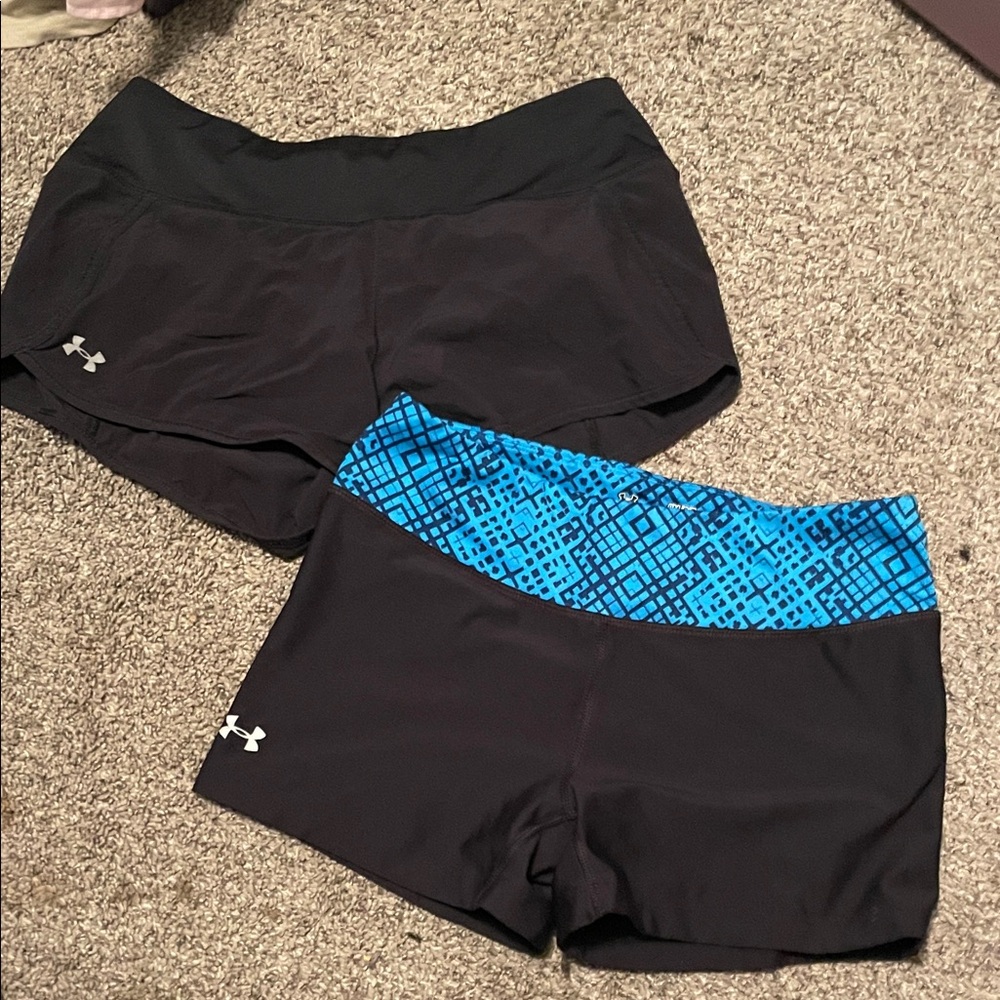 Under Armour Women's Black Shorts with Blue Patterned Waistband bundle - Picture 1 of 1